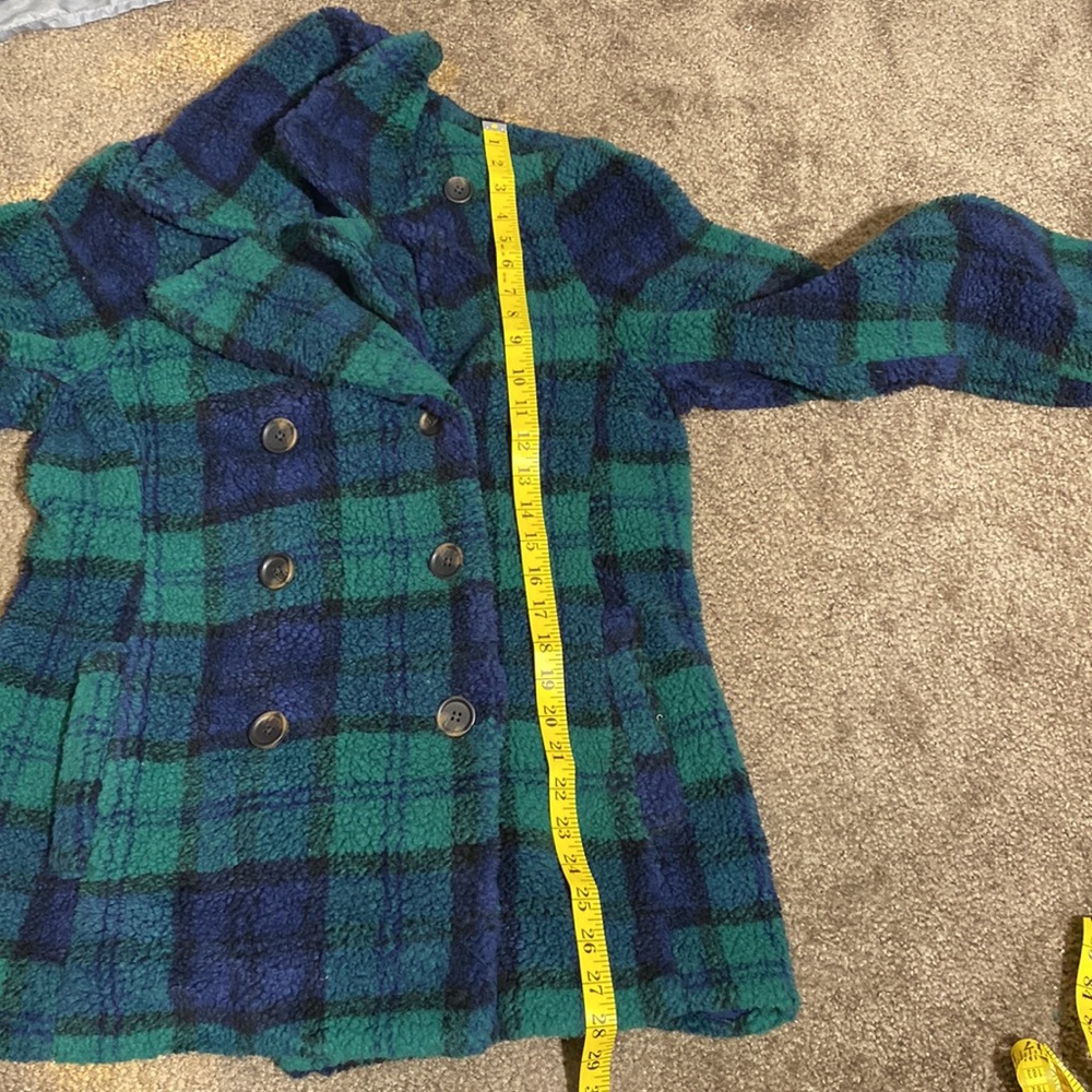 Old Navy Plaid Sherpa Pea Coat - Picture 7 of 9